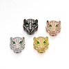 Rack Plating Brass Micro Pave Cubic Zirconia Leopard Hollow Beads ZIRC-I012-18-RS-1