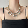 Alloy Ball Chain Bowknot Pendant Necklaces for Women NJEW-K275-01P-1