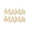 Mother's Day Brass Micro Pave Clear Cubic Zirconia Connector Charm KK-F931-27B-G-1