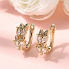 Leaf Brass Micro Pave Clear Cubic Zirconia Hoop Earrings EJEW-H180-29G-1