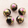 Flower Picture Printed Glass Round Beads LS-GLAA-J087-12mm-A09-1