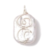 Natural Baroque Pearl Keshi Pearl Copper Wrie Wrapped Moon Pendants PALLOY-JF02871-1