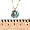 Natural Paua Shell Geometric Pendant 304 Stainless Steel Satellite Chain Necklaces NJEW-JN06602-5