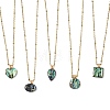 Natural Paua Shell Geometric Pendant 304 Stainless Steel Satellite Chain Necklaces NJEW-JN06602-4