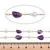 Natural Amethyst Nuggets & 316 Stainless Steel Handmade Link Chains CHS-K021-14G-08-3