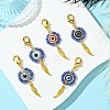 Flat Round with Evil Eye Resin & Glass Seed Pendant Decorations HJEW-MZ00095-02-2