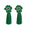 Bohemian Flower Alloy Enamel Tassel Stud Earrings FS-WGC9871-06-1