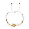 Elegant Round Brass & Imitation Pearl Beads Braided Bead Bracelets FJ6643-5