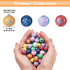 Fashewelry 80Pcs 8 Colors Printed Natural Wood Beads WOOD-FW0001-08-3