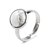 Half Round Natural Howlite Finger Rings RJEW-M062-01P-43-1