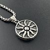 Vintage Sunflower Pendant Necklace Punk Style 304 Stainless Steel Men's Accessories FN1748-1