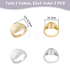 Unicraftale 4Pcs 2 Colors Brass Flat Round Signet Ring RJEW-UN0002-60-3