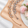 2Pcs 2 Colors Crystal Rhinestone Flower Link Chain Belts AJEW-CP0005-69-4