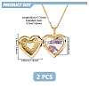2Pcs 316 Surgical Stainless Steel Heart Photo Locket Pendant Cable Chain Necklaces for Women NJEW-DC0001-15G-2