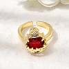 Brass Micro Pave Cubic Zirconia Open Cuff Rings RJEW-P178-02B-G-1