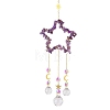 Natural Amethyst Chip Wrapped Metal Star Hanging Ornaments PW-WG25242-02-1