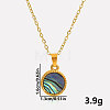 Stylish 304 Stainless Steel Pave Natural Paua Shell Flat Round Pendant Necklaces Simple Design Jewelry DP7329-3-5