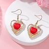 Heart Alloy Glass Seed Beads Dangle Earrings EJEW-MZ00651-1