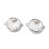 Eco-Friendly Rack Plating Brass Pave Clear Cubic Zirconia Connector Charms with White Shell KK-F845-02P-2