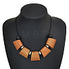 Bohemian Trapezoid Wood & CCB Plastic & Alloy Beaded Bib Necklaces for Women FS-WG0359B-03-1