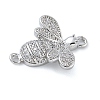 Rack Plating Brass Micro Pave Clear Cubic Zirconia Bee Connector Charms KK-A234-072P-2