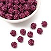 Fuchsia Round Grade A Pave Disco Ball Beads X-RB-H258-8MM-502-1