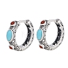 Oval Synthetic Turquoise Hoop Earrings EJEW-C178-07-3