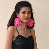 Alloy Polyester Flower Tassel Stud Earrings FS-WG690F4-04-2