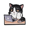 Tired Working Cat with Mouse Enamel Pins JEWB-K040-11EB-1