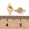 Brass Cubic Zirconia Flat Round Connector Charms KK-H204-02G-06-2