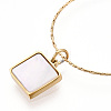 Ion Plating(IP) Shell Square Pendant Necklaces NJEW-P296-01G-A-1