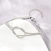 Brass Round Snake Chain Knot 2-Strand Bracelets for Women KK-CBA68DA-17C-P-2