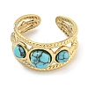 Ion Plating(IP) 304 Stainless Steel Synthetic Turquoise Cuff Rings G-Z056-06G-02-2