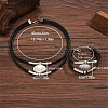 Bohemian Style Oval Alloy & Imitation Leather Wax Cord Double Layer Necklaces & Bracelets Sets for Women FS-WG56800-01-3