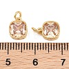 Brass Micro Pave Cubic Zirconia Charms KK-Q085-07G-02-3
