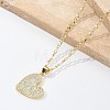 Brass Micro Pave Clear Cubic Zirconia Heart Pendant Necklaces for Women NJEW-M088-01G-01-5