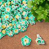 100Pcs Handmade Polymer Clay 3D Flower Plumeria Beads CLAY-SC0002-48B-4