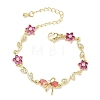 Brass Micro Pave Cubic Zirconia Link Chain Bracelets for Women BJEW-C156-04E-03G-4