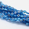 Handmade Evil Eye Lampwork Flat Round Bead Strands LAMP-L058-10mm-09-1