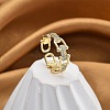 Rack Plating Brass Micro Pave Clear Cubic Zirconia Cuff Finger Rings for Women RJEW-M028-44G-1