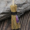Mini Witch Wiccan Altar Broom with Dyed Natural Crystal  Wand PW-WG86457-03-1