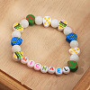 Bohemian Style Easter Polymer Clay & Glass & Resin Beaded Stretch Bracelets for Women Men FS-WG0BA76-01-3