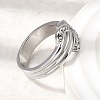 304 Stainless Steel Micro Pave Cubic Zirconia Finger Rings for Women RJEW-K316-06P-2