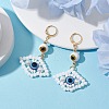 Glass Seed Bead Evil Eye Hoop Earrings EJEW-MZ00272-01-2