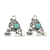 Synthetic Turquoise & Alloy Pendants PALLOY-H146-01AS-A-1