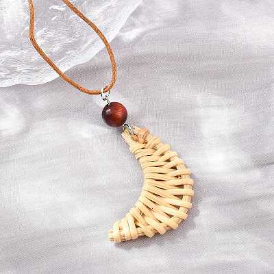 Boho Woven Rattan Pendant Long Necklaces WD-CBA76F6-01C-1