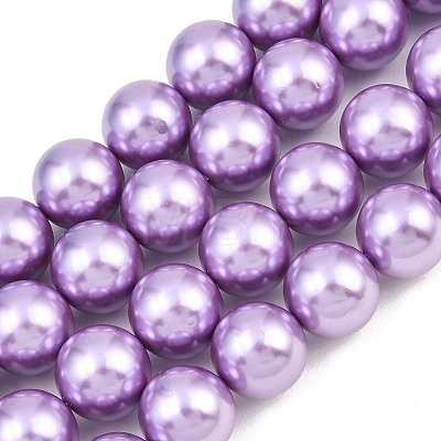 Electroplated Shell Pearl Beads Strands BSHE-F018-01-1