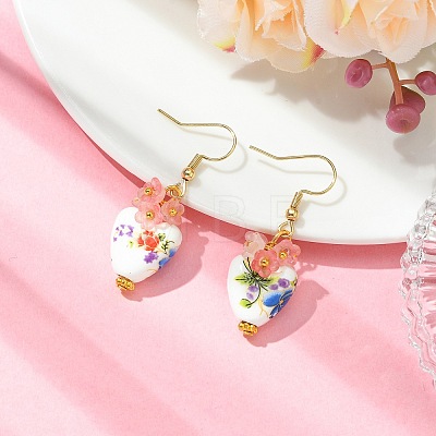 Handmade Porcelain & Acrylic Beads Dangle Earrings for Women EJEW-JE07329-01-1