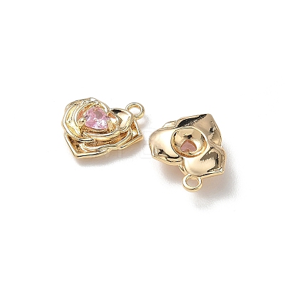 Valentine's Day Brass Micro Pave Cubic Zirconia Charms KK-P355-15G-02-1