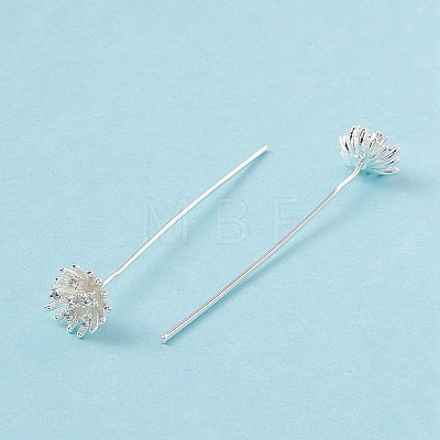 Brass Micro Pave Clear Cubic Zirconia Flower Head Pins LS-KK-G413-01S-1